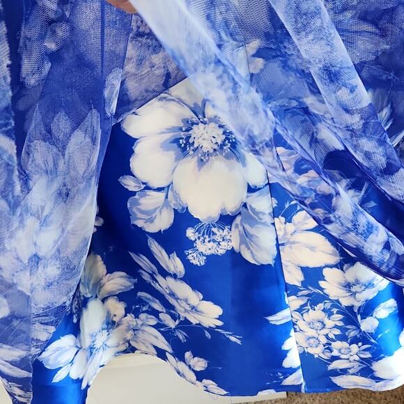 Windsor Womens Blue Floral Maxi Skirt Size SM Mesh Fairycore Coquette Formal - Picture 6 of 10